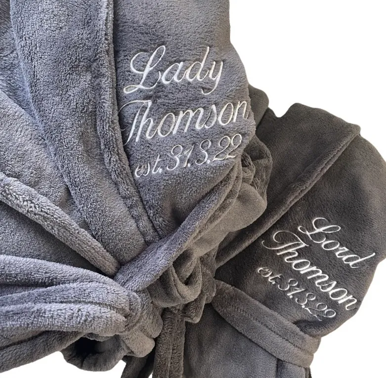 custom embroidered bath robes, initials or text.