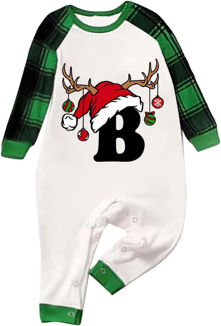 Family Christmas Pajamas Matching Sets Xmas Alphabet Pjs for Families 2025 Cute Long Sleeve Jammies Holi Sleepwear