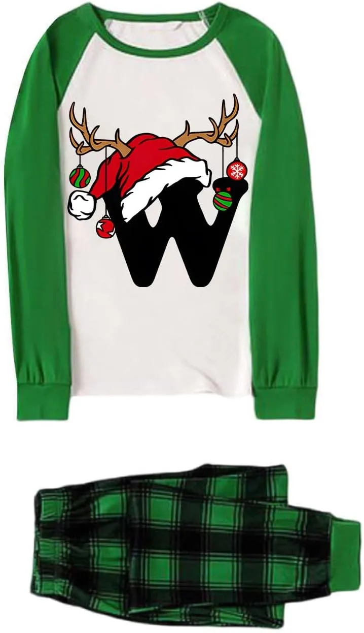 Family Christmas Pajamas Matching Sets Xmas Alphabet Pjs for Families 2025 Cute Long Sleeve Jammies Holi Sleepwear