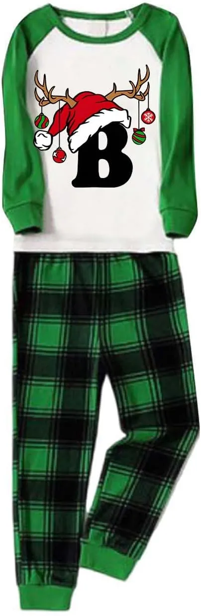 Family Christmas Pajamas Matching Sets Xmas Alphabet Pjs for Families 2025 Cute Long Sleeve Jammies Holi Sleepwear