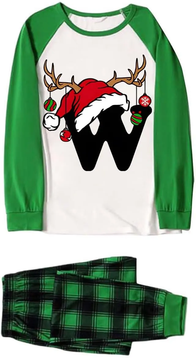 Family Christmas Pajamas Matching Sets Xmas Alphabet Pjs for Families 2025 Cute Long Sleeve Jammies Holi Sleepwear