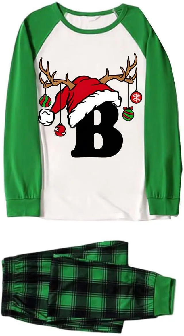 Family Christmas Pajamas Matching Sets Xmas Alphabet Pjs for Families 2025 Cute Long Sleeve Jammies Holi Sleepwear