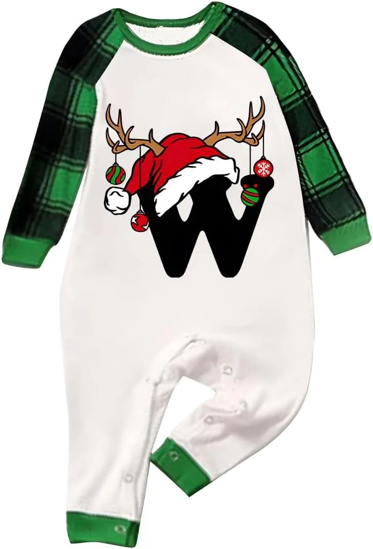 Family Christmas Pajamas Matching Sets Xmas Alphabet Pjs for Families 2025 Cute Long Sleeve Jammies Holi Sleepwear