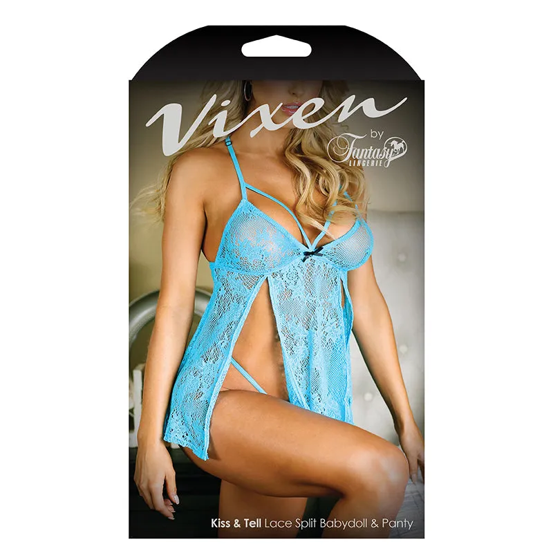 Fantasy Lingerie Vixen Kiss & Tell Lace Split Babydoll & Panty L/XL
