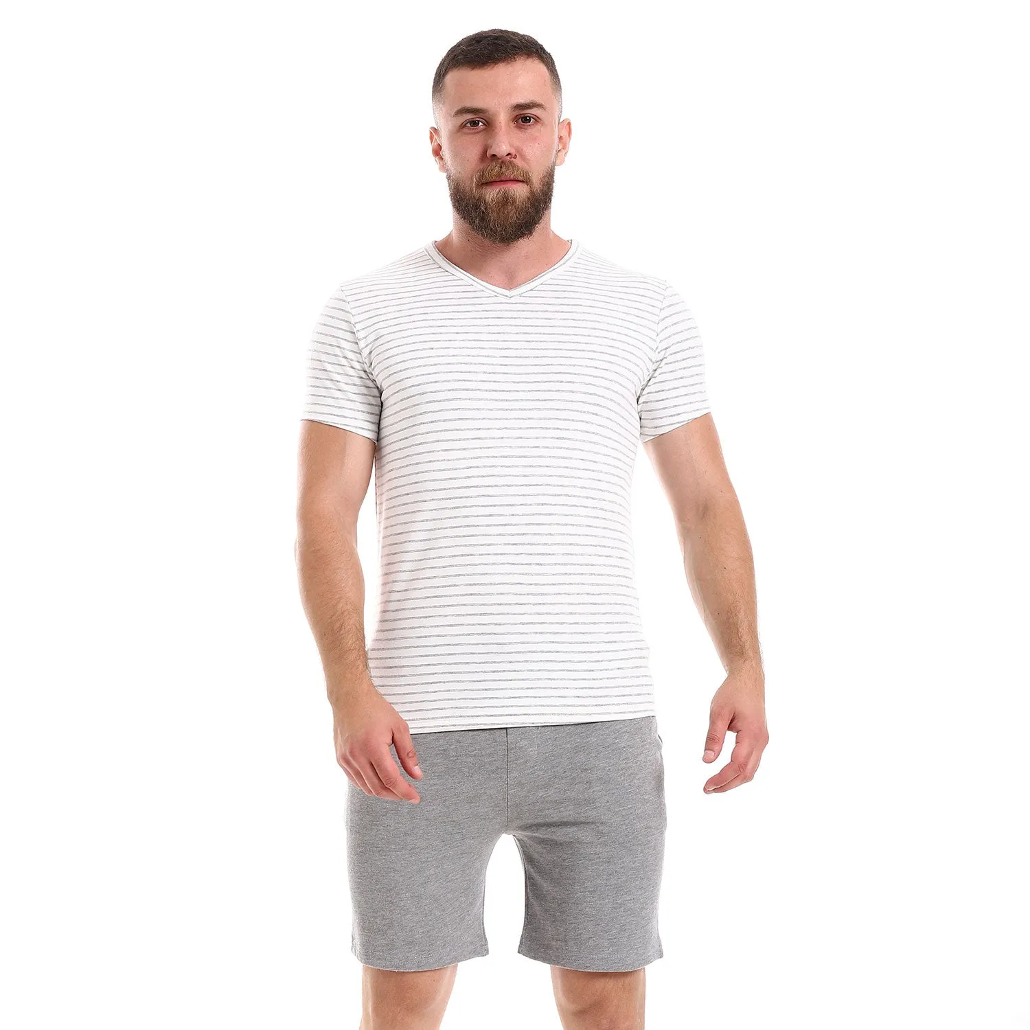 Men V Neck Short Pajama Set - Kady