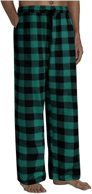 Men's Sweatpants Plaid Print Lounge Pants Drawstring Stylish Pajama Pants Workout Casual Sleep Bottoms with Pockets