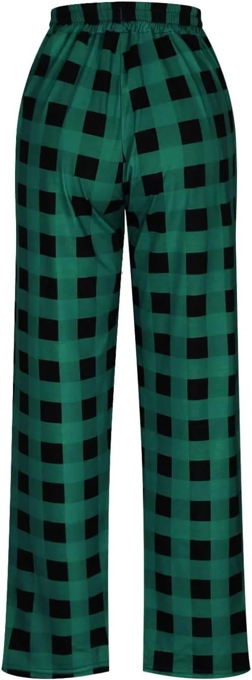Men's Sweatpants Plaid Print Lounge Pants Drawstring Stylish Pajama Pants Workout Casual Sleep Bottoms with Pockets