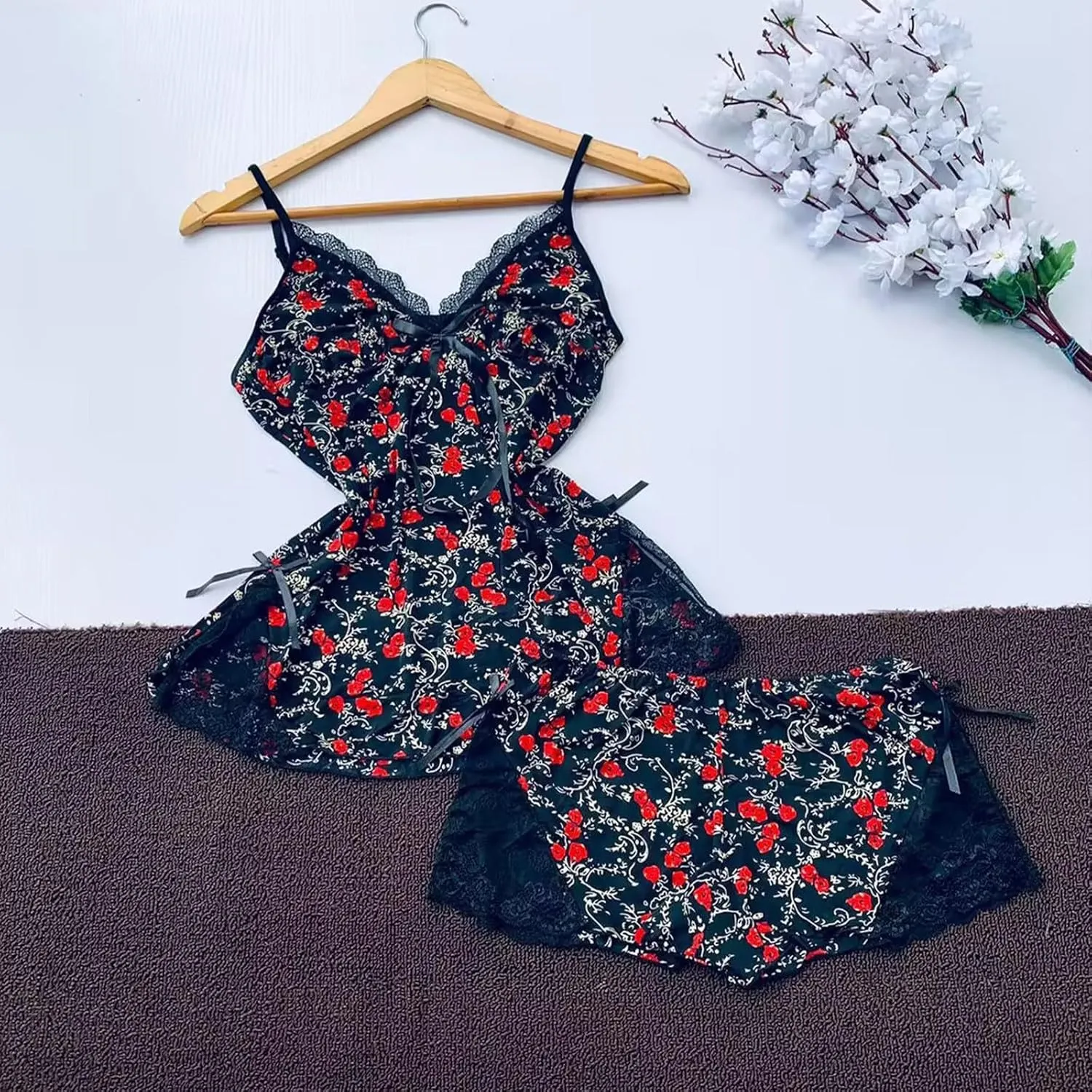 Nightgowns For Women Lace 1XL-4XL Plus Women Size Off-Shoulder Hollow Out Floral Lace Bodysuit One Piece Lingerie
