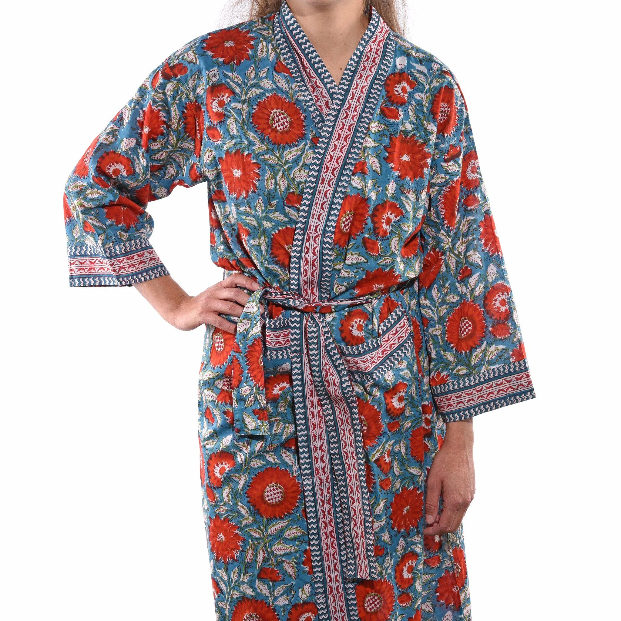 Red Dahlia Bath Robe - Unisex - 100% Cotton