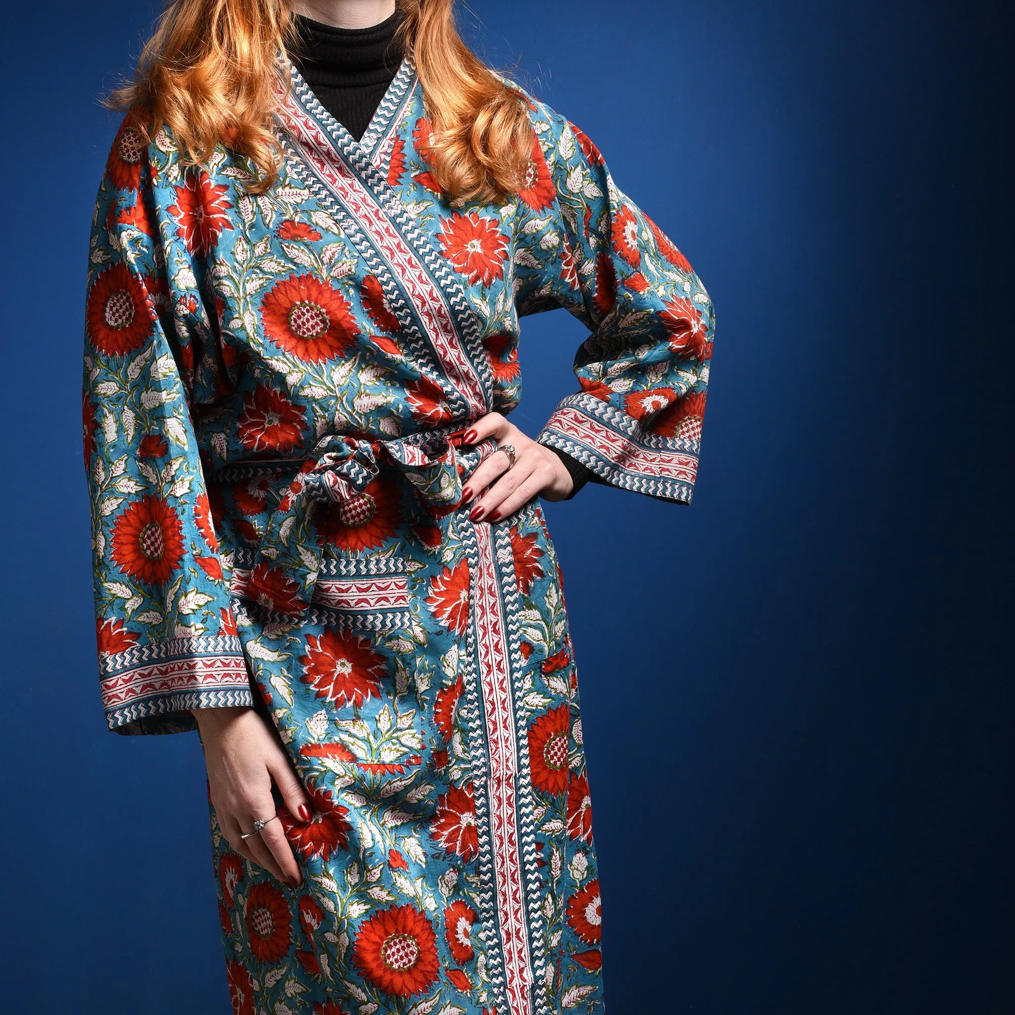 Red Dahlia Bath Robe - Unisex - 100% Cotton