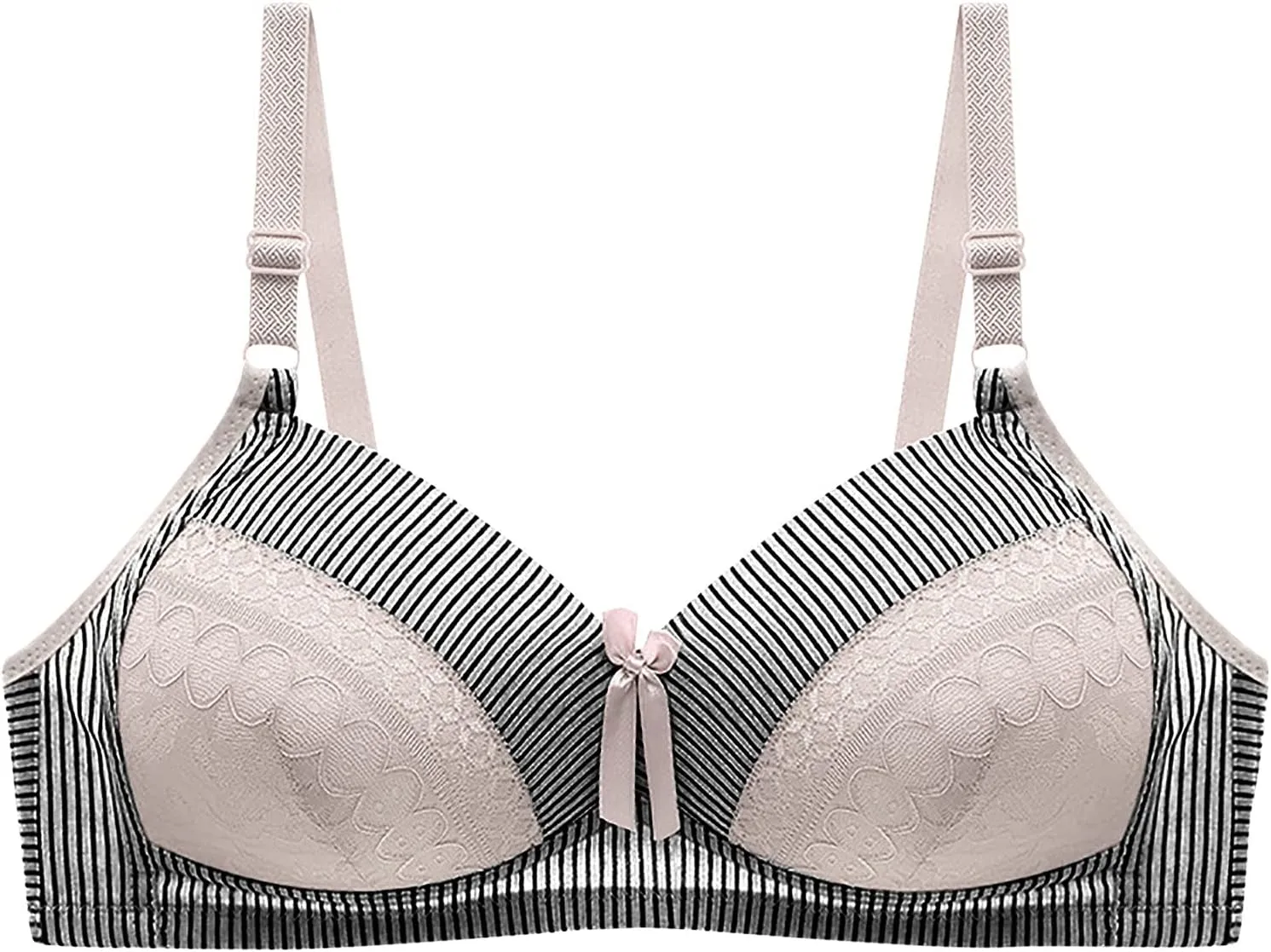 Women Push Up Bra Plus Size Bow Lace Bralette Shapes Supports with Full Coverage Comfy Soft Everyday Bras Widen Band Gray