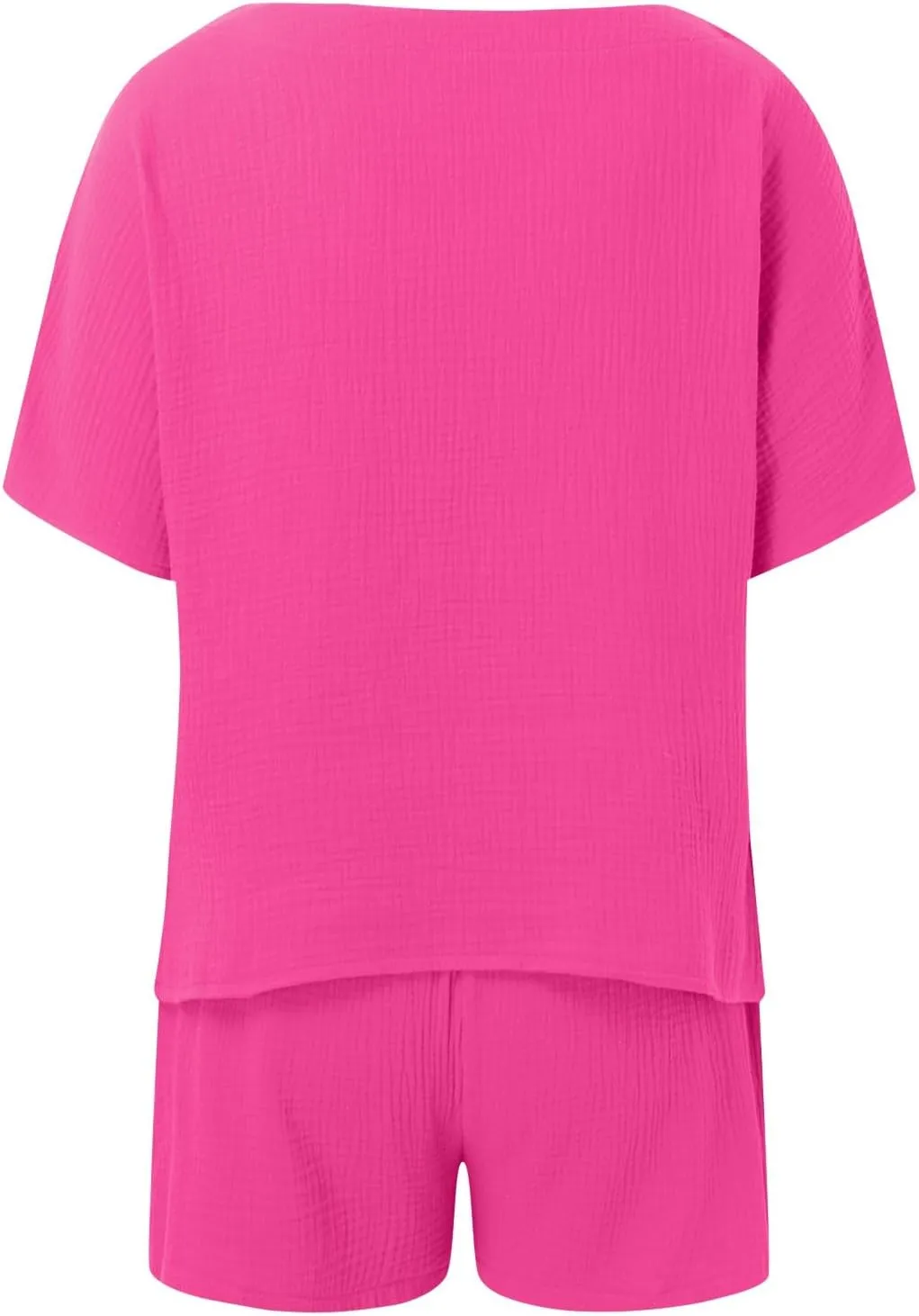 Women's 2 Piece Outfits V Neck Puff Sleeve Tops Short Set Lounge Matching Sets 2023 Trendy Beach Clothes with Belt